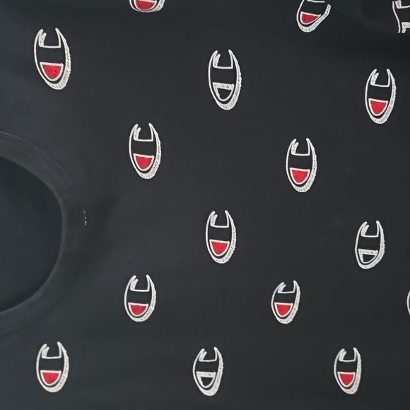 Champion Short Sleeve Black White Shirt. Sz Tag Missing Measures To Sz L See Inf - Picture 2 of 4